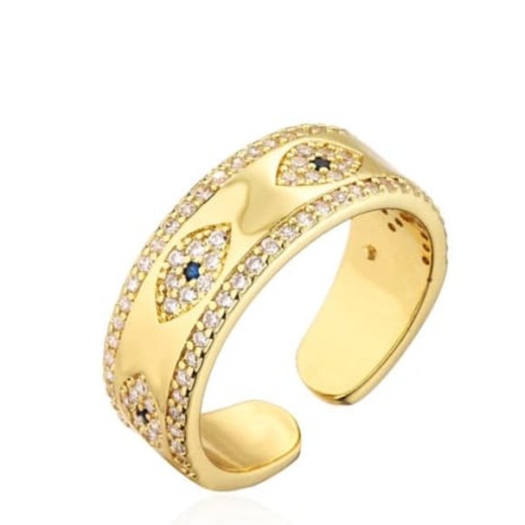 Free People Jewelry - NEW 18K gold Evil Eye Open Adjustable Ring